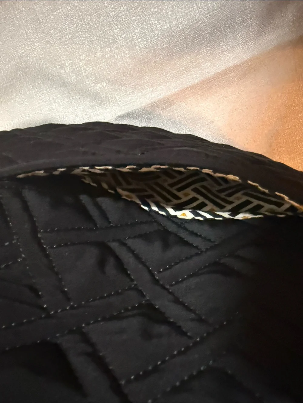 Vera Bradley Black Quilted Tote Bag with Top Handles
